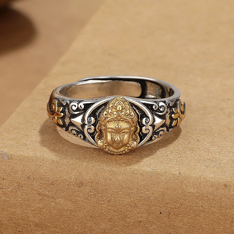 Mother Gilding Female Ethnic Antique Finish Open Adjustable Creative Index Ring