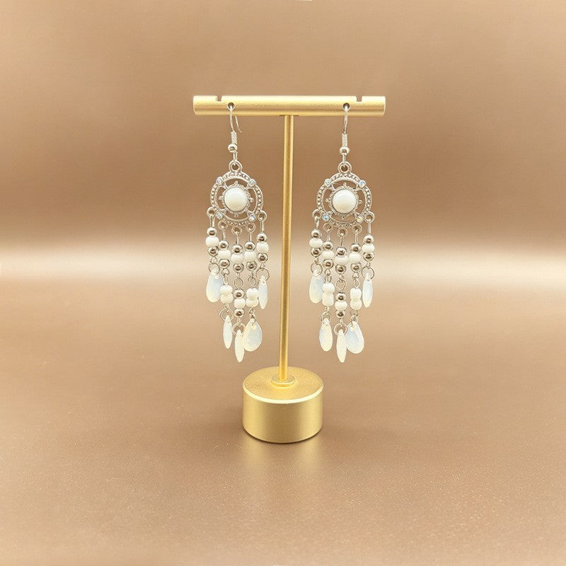 Ethnic Style Tassel Long Bohemian Crystal Yunnan Summer Earrings