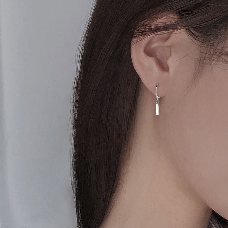 Women's Sier Needle Geometric Word Ear Clip Earrings