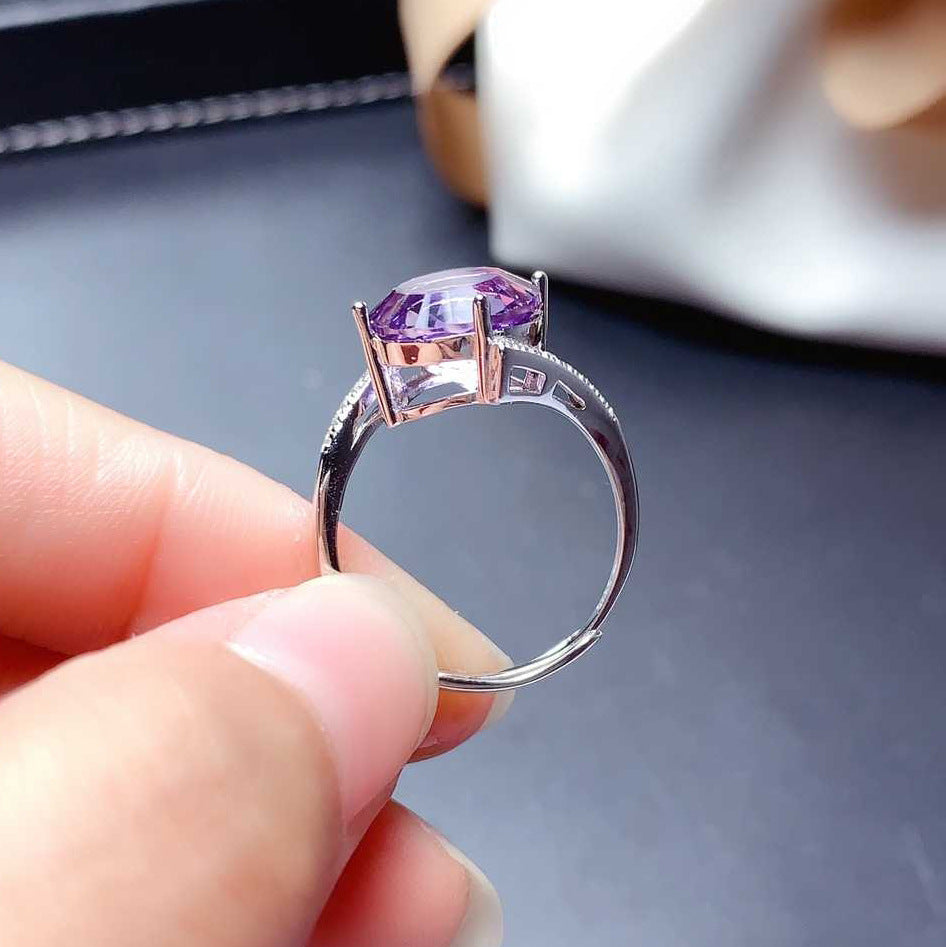 Bird's Nest Cut Fireworks Live Simulation Amethyst Temperament Rings