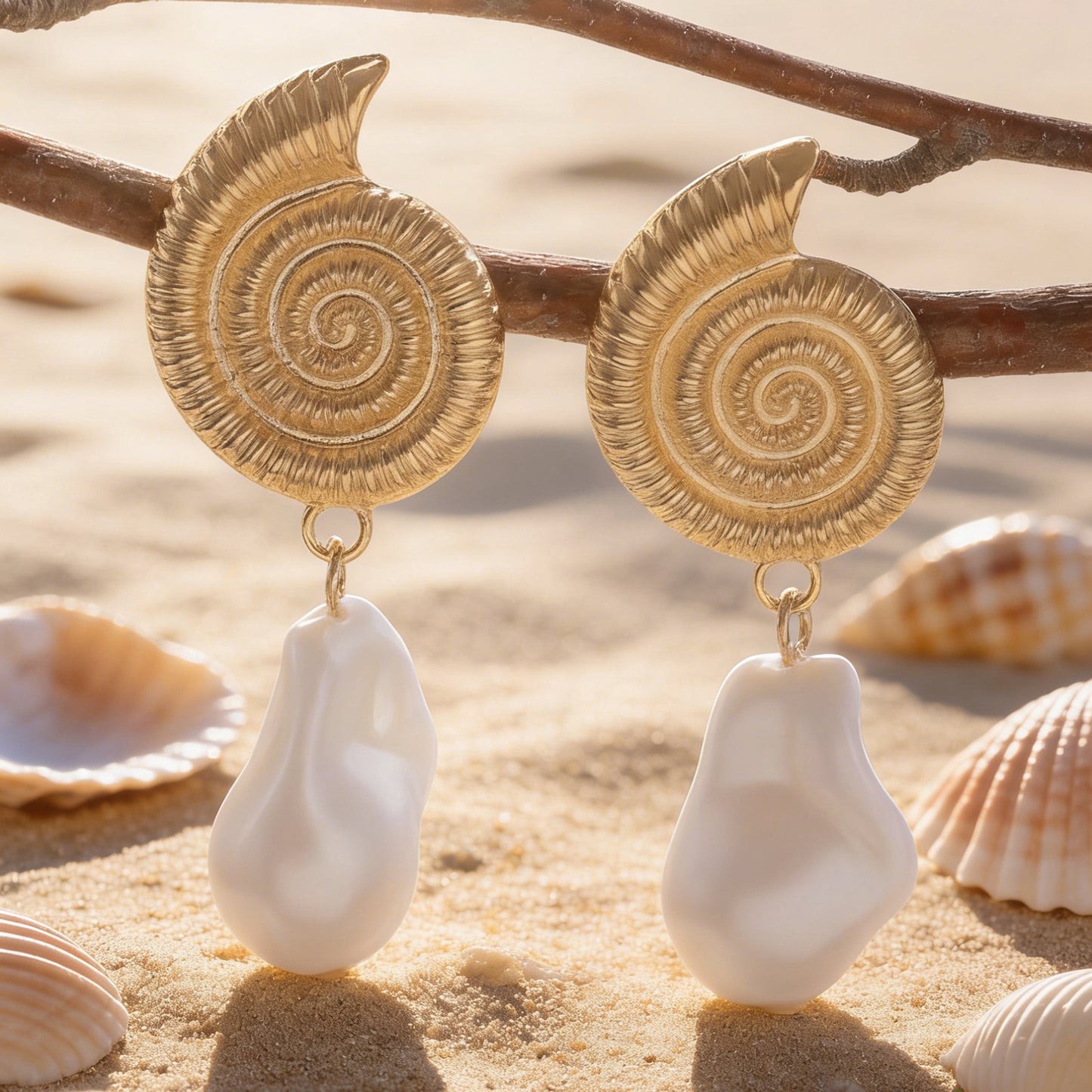 Women's Bohemian Style Vintage Snail Pearl Eardrops Baroque Earrings
