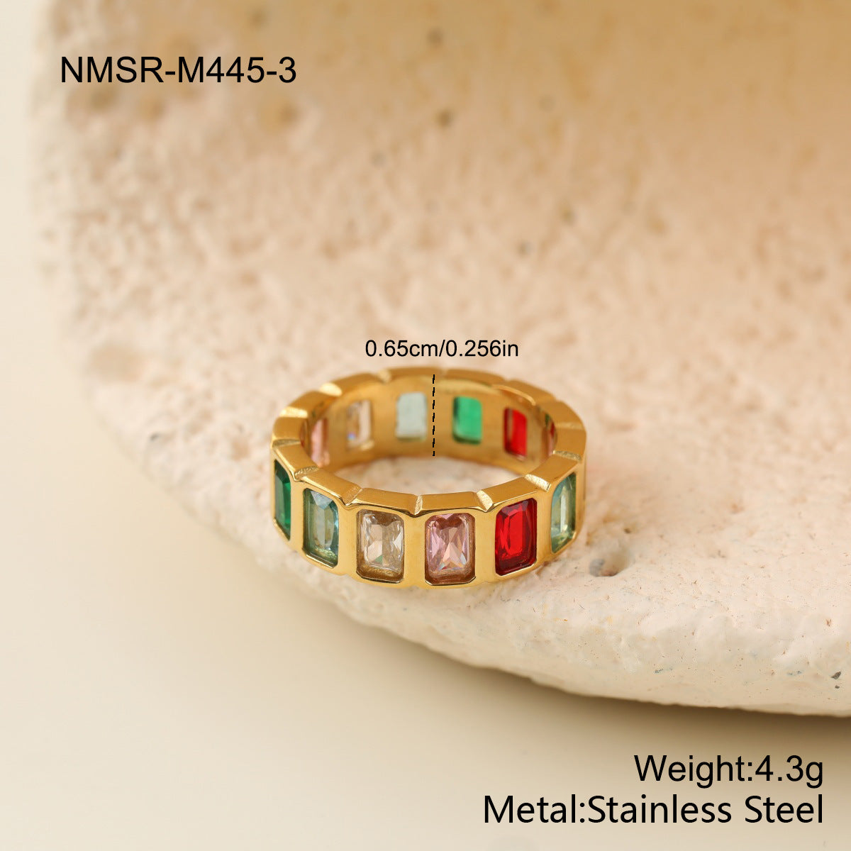 Stainless Steel Multicolor Zircon Female Retro Affordable Luxury Ring