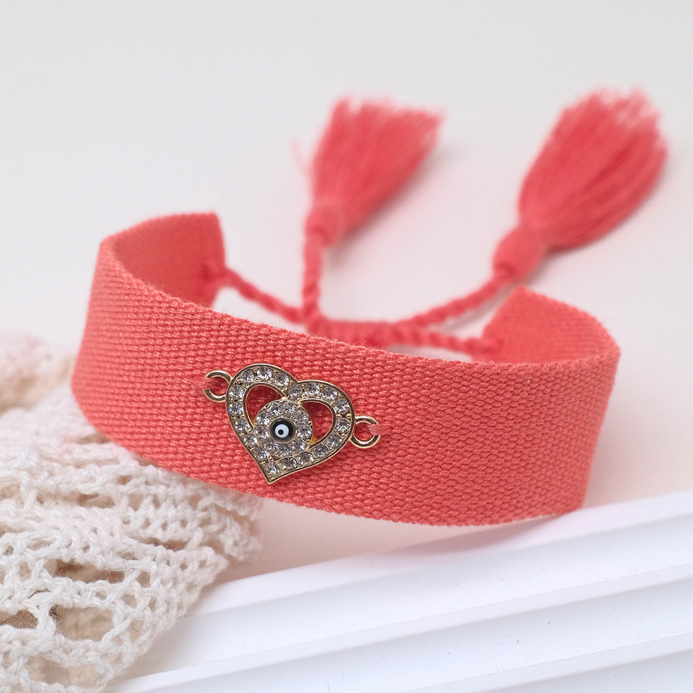 Ornament Hand-woven Wrist Strap Love Heart Bracelets