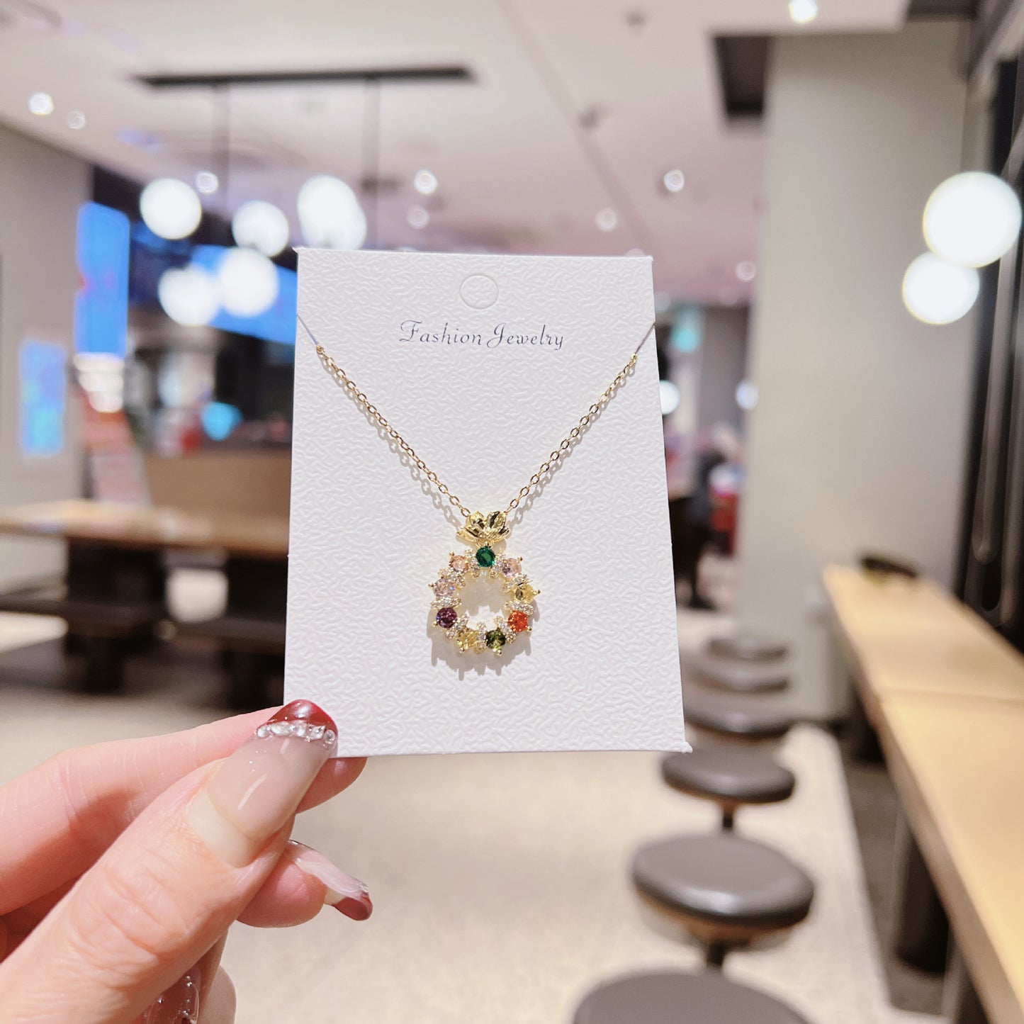 Luxury Sweet Super Pink Flowers Water Drop Female Fully Jeweled Necklace
