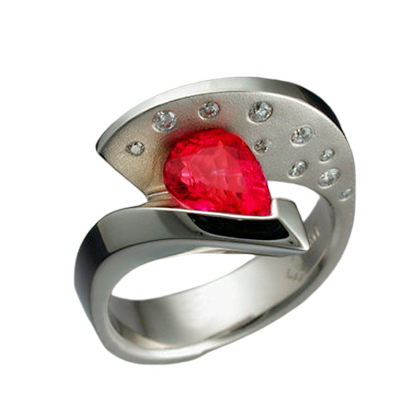 Creative Unique Geometric Red Diamond Drop-shaped Rings