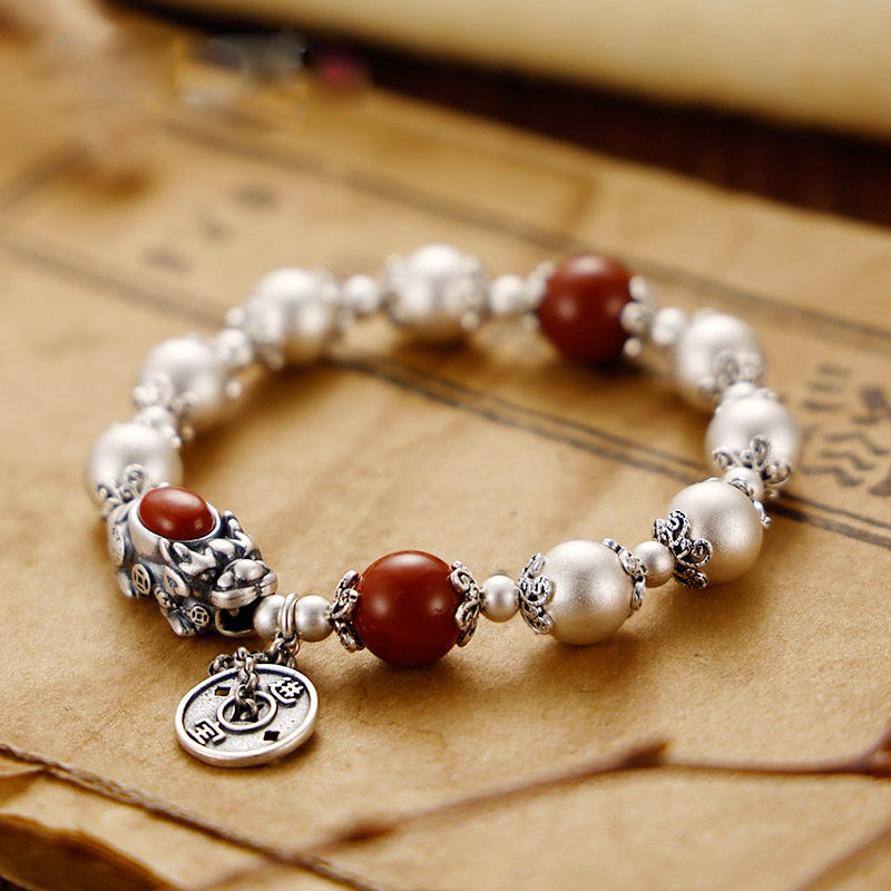 Women's Round Beads Southern Red Agate Hand Bracelets