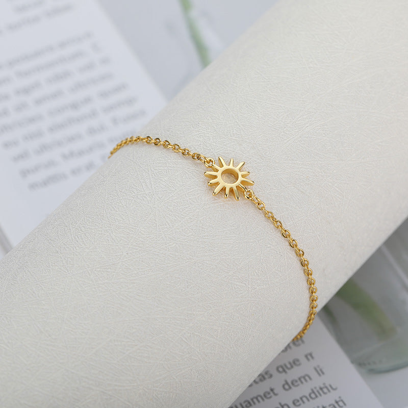 Popular Sun Hollow Gold Plated Chain Stainless Bracelets