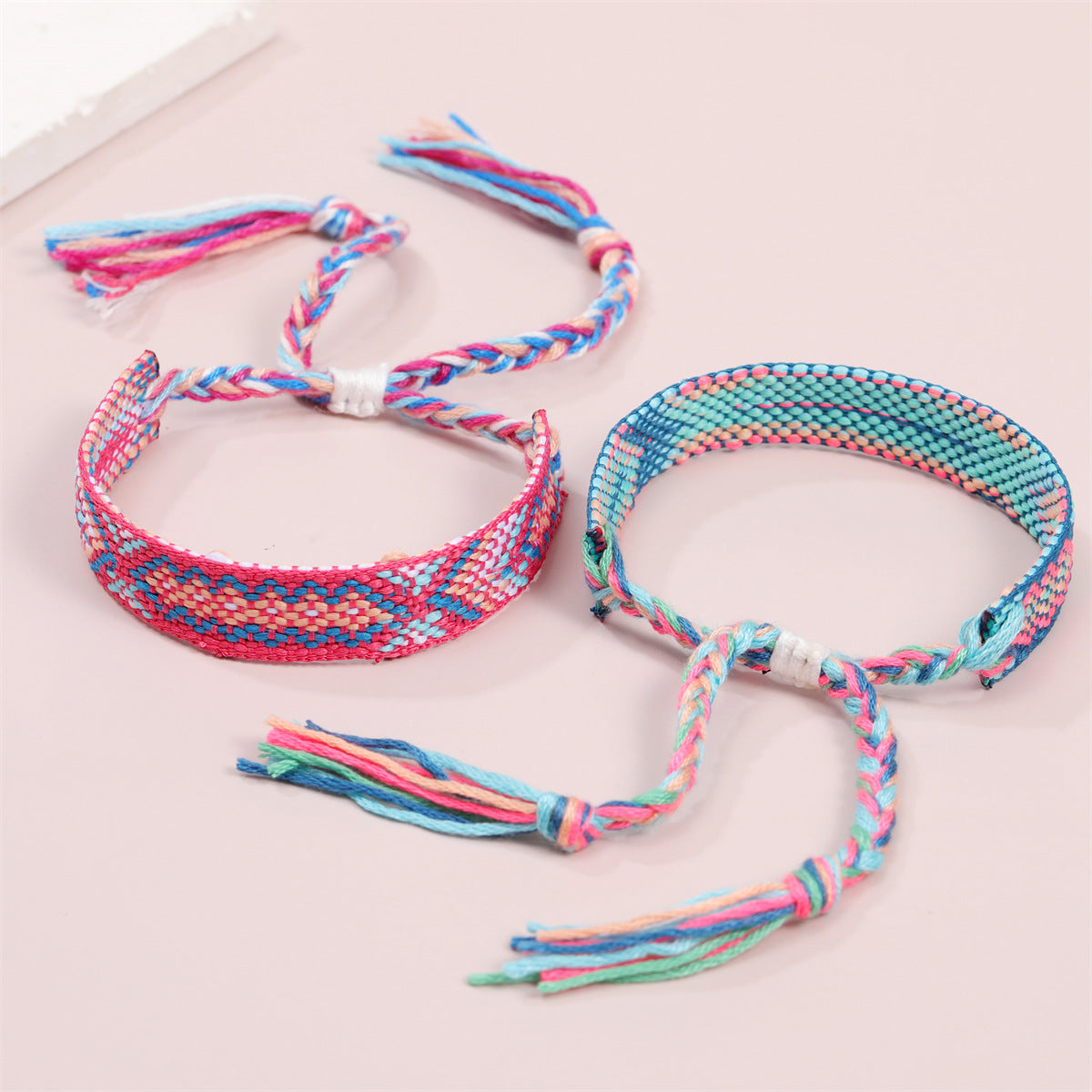 Hand-woven Adjustable Ethnic Friendship Rainbow Carrying Bracelets