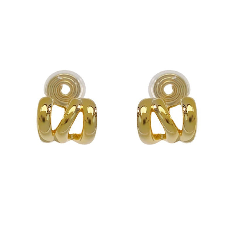 Without Pierced Mosquito Coil Three Rows Shaped Design Graceful Simple Earrings