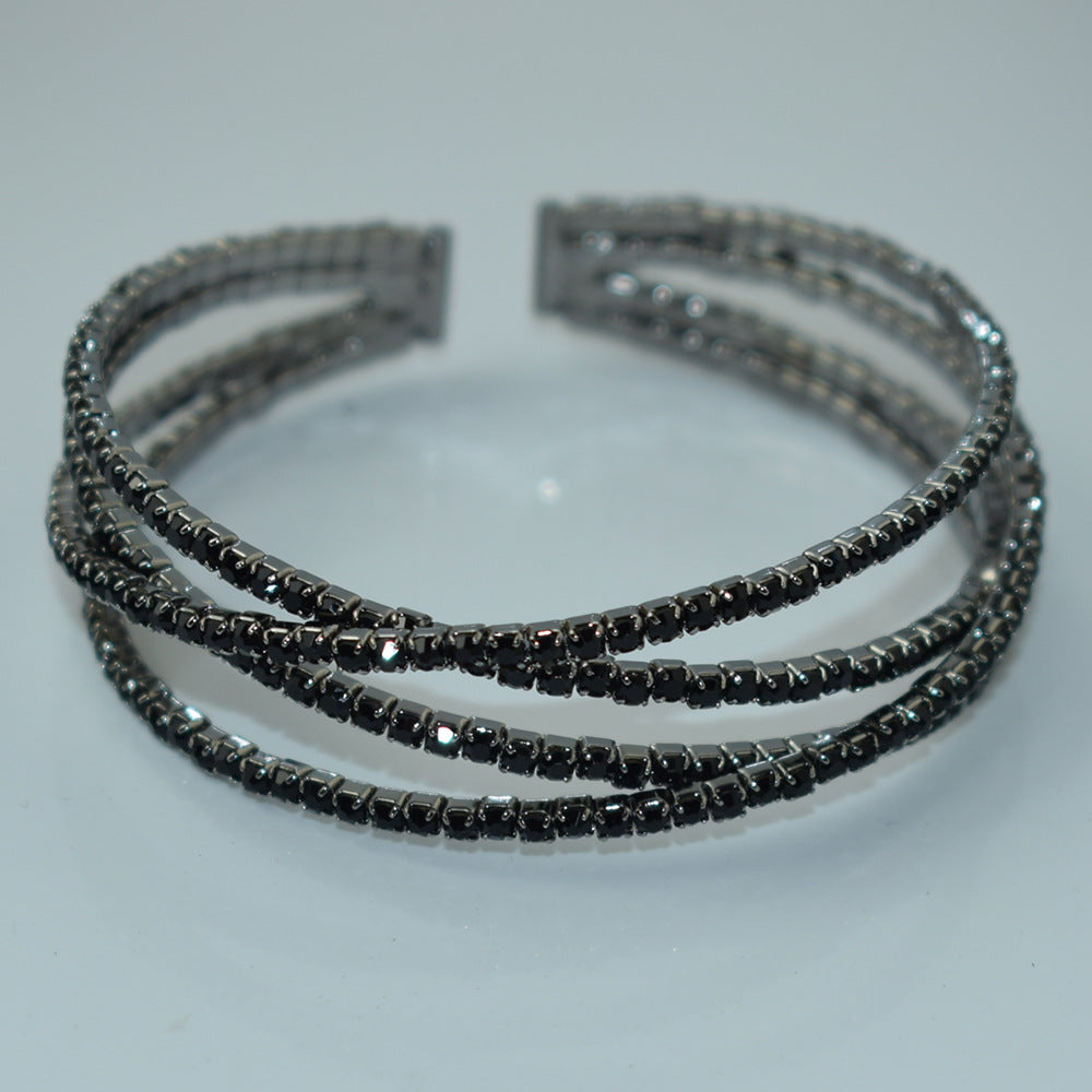 Stylish Rhinestone Cross Winding Open Rhinestones Bracelet