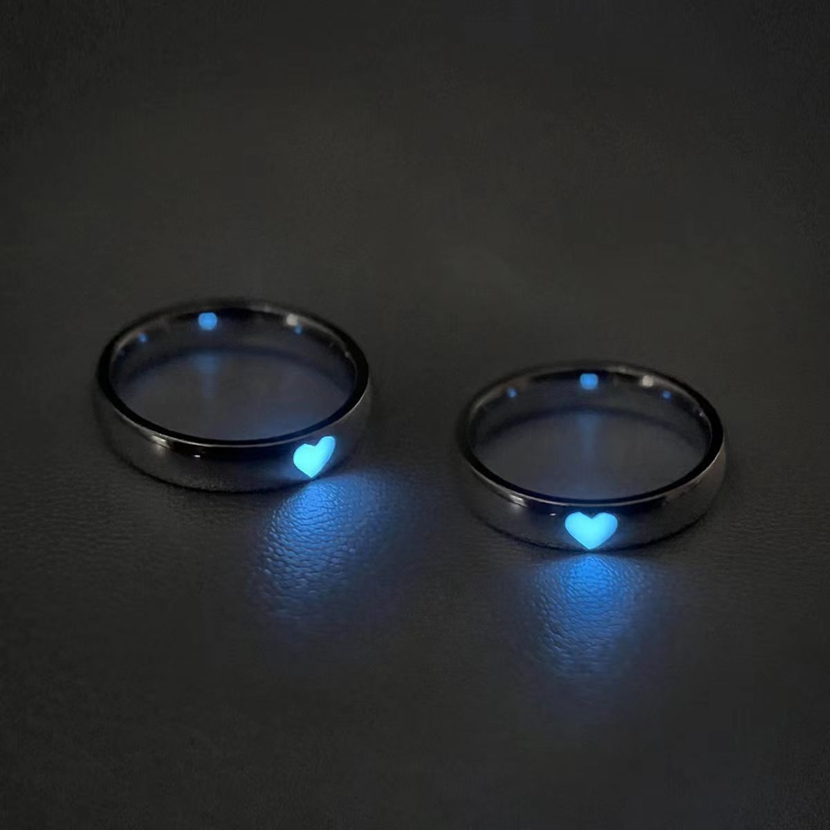 Niche Love Luminous Adjustable Mouth One Pair Of Lovers For Rings