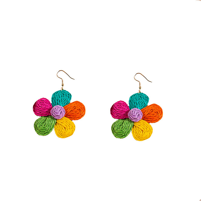 Flowers Ear Hook Sweet Personality Color Earrings