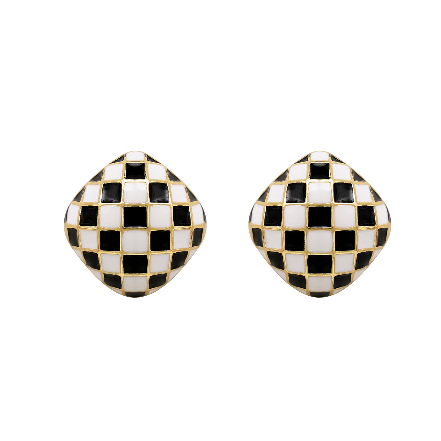 Aiguille noir et blanc échiquier Plaid petites boucles d'oreilles exquises