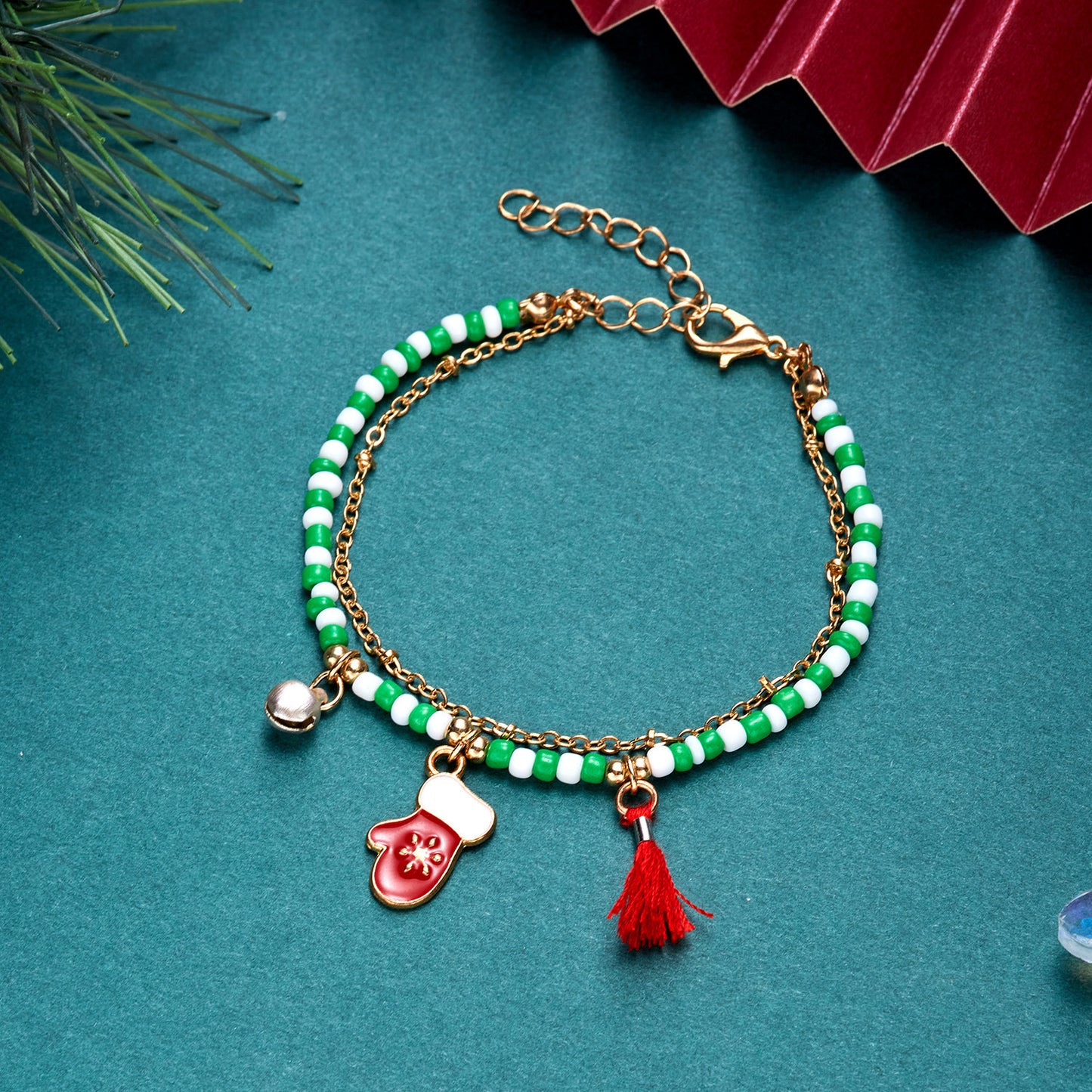 Creative Christmas Holiday Snowman Bell Pendant Tassel Bracelets