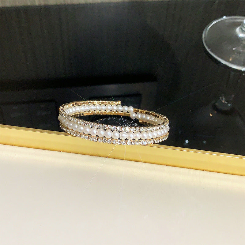 Rhinestone Zircon Elastic Laminated Adjustable Female Bracelets
