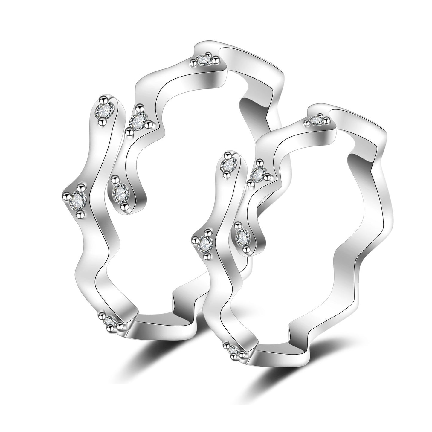 Women's & Men's Style Couple Sier Plated Open Live Rings