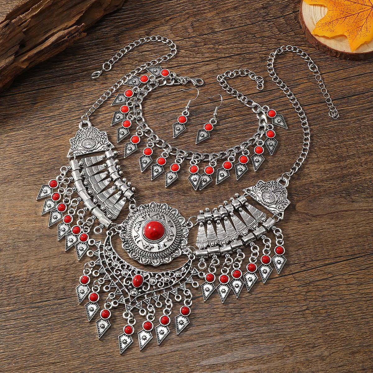 Ethnic Style Vintage Tassel Sweater Chain Jewelry Set