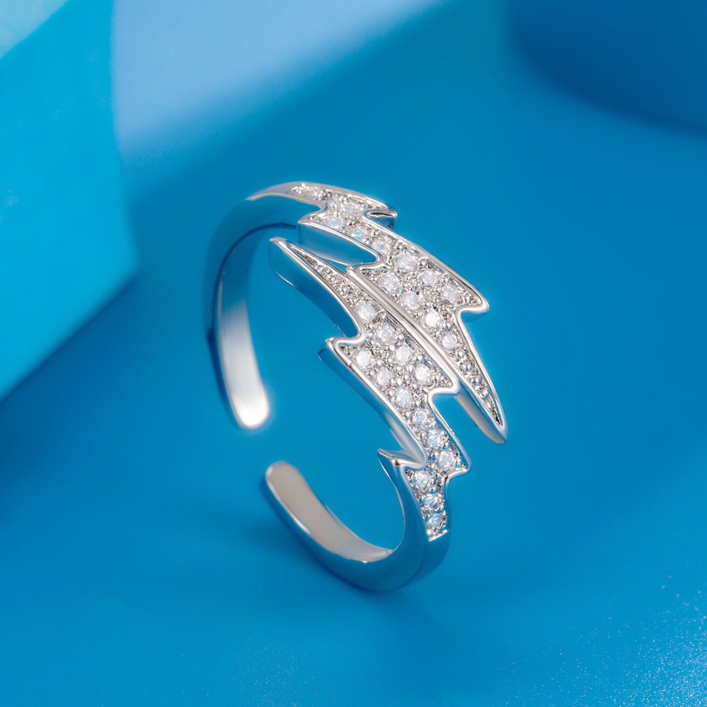 Korean Lightning Zircon Creative Irregular Geometric Rings