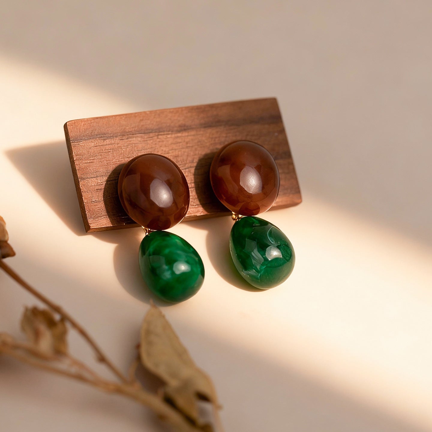 Resin Without Piercing Retro Style Drop-shaped Contrast Color Affordable Luxury Earrings