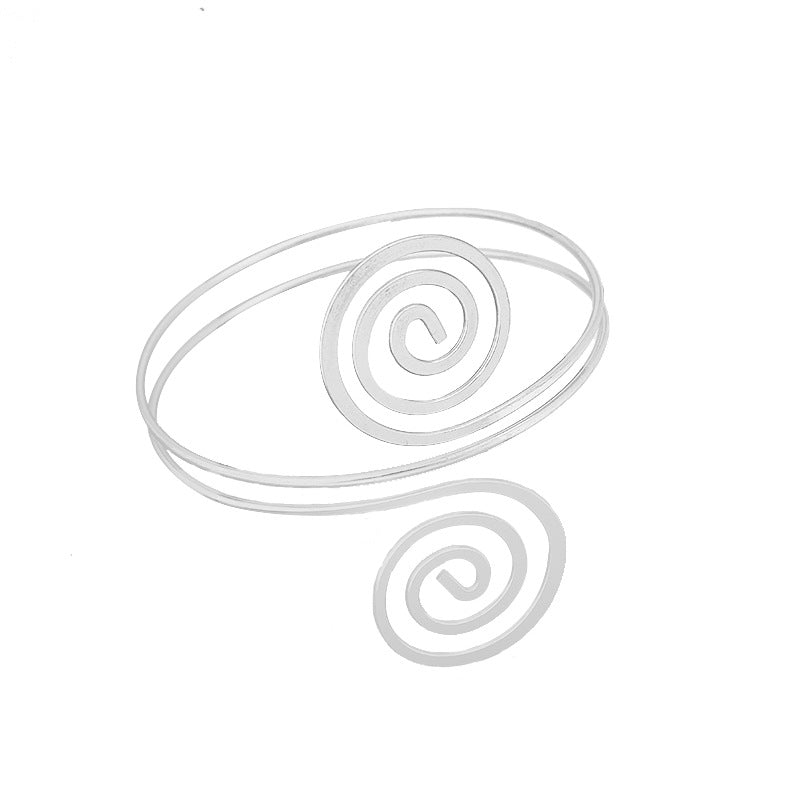 Geometric Spiral Armband Simple Temperament Texture Glossy Metal Arm Bracelet