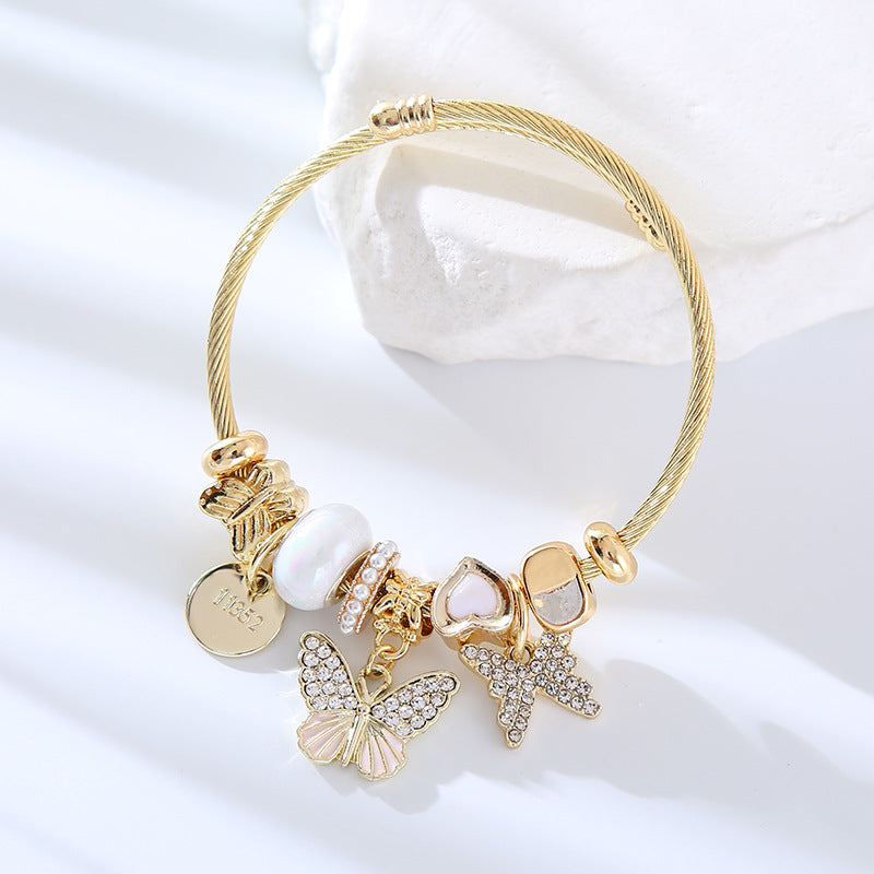 Women's Fashion Dora Alloy Diamond Butterfly Girlfriends Bracelets