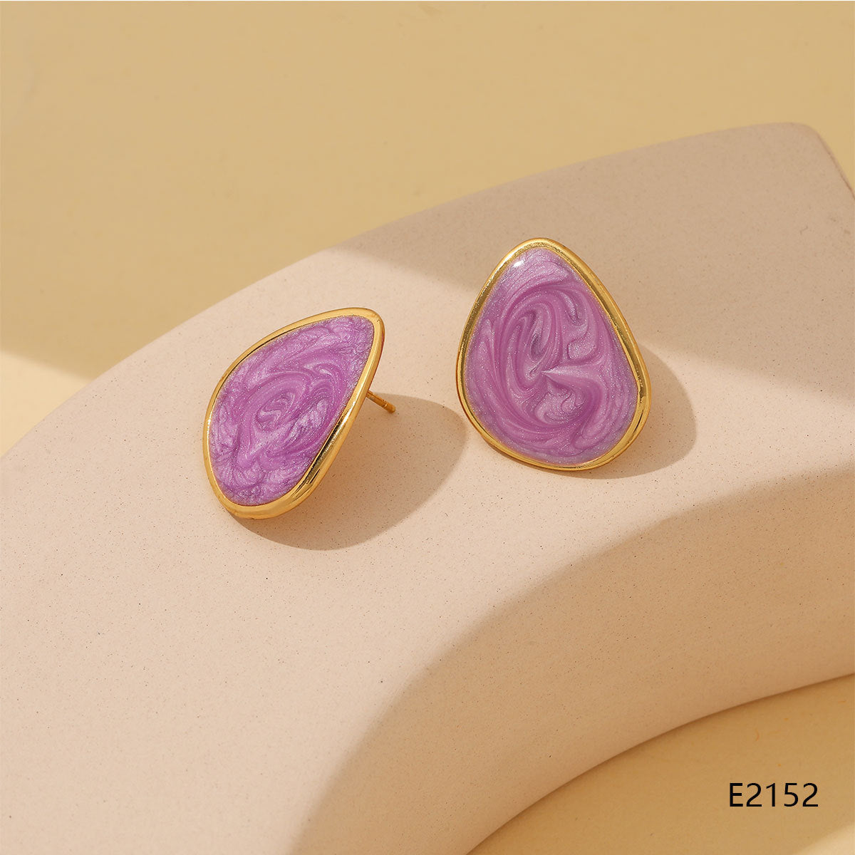 Colorful Geometric Water Drop Light Luxury Design Stud Earrings