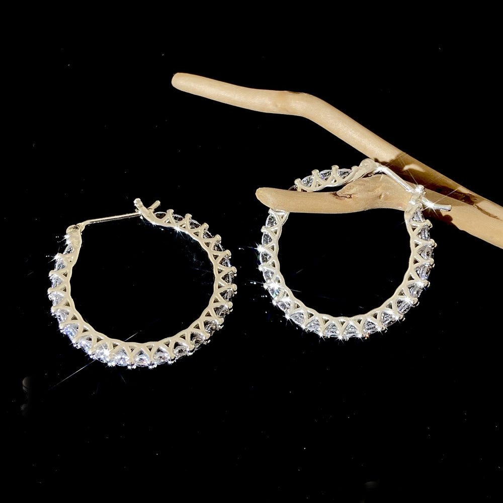 Boucles d'oreilles en métal pour femmes, cercle complet de diamants, pour Design, haute qualité