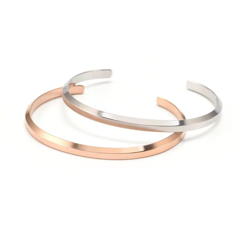 Titanium Steel Open-end Bevel Shaped Gift Female Bracelet