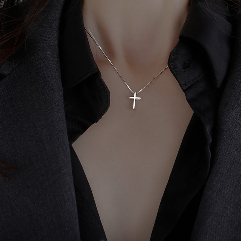 Women's Glossy Cross Simple Niche Design Korean Style Geometric Necklaces