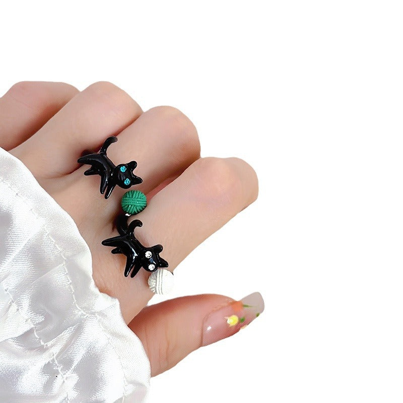Kitty Female Fashion Niche Design Index Rings
