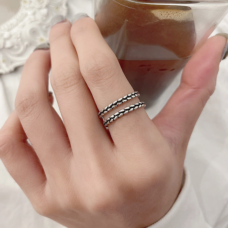 Women's Lan Smiley Personality Niello Simple Versatile Opening Ring