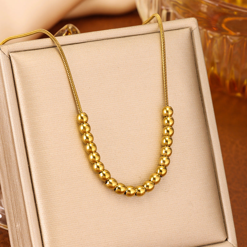 Women's Luxury Gold Bean Titanium Steel Simple Clavicle Chain Jewelry Set