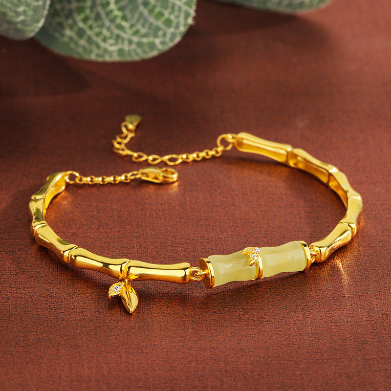 Women's Jade Bamboo Chinese Style High-rise Elegant Bracelets