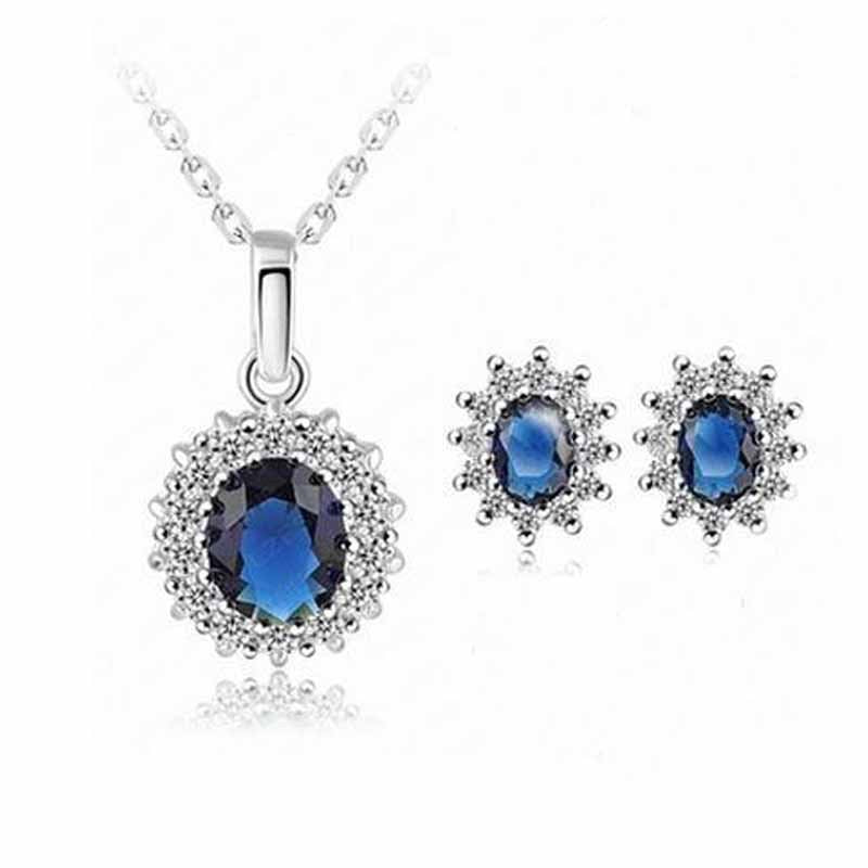 Fashion Suit Best-selling Sapphire Ear Gold Jewelry Set