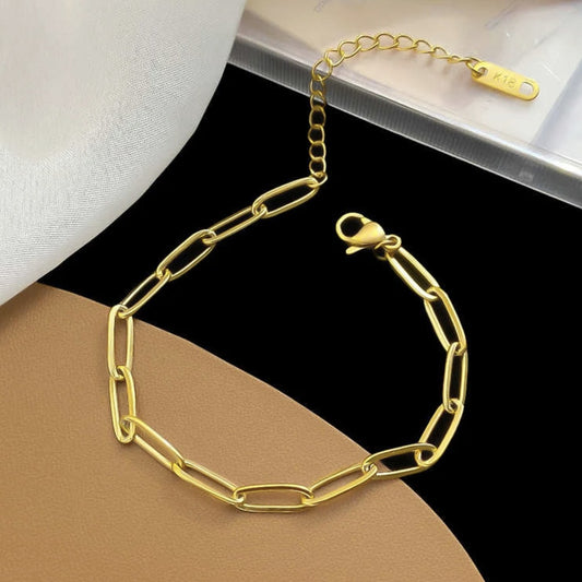 Women's Fashion Long Chain Stainless Steel Cross Bracelet