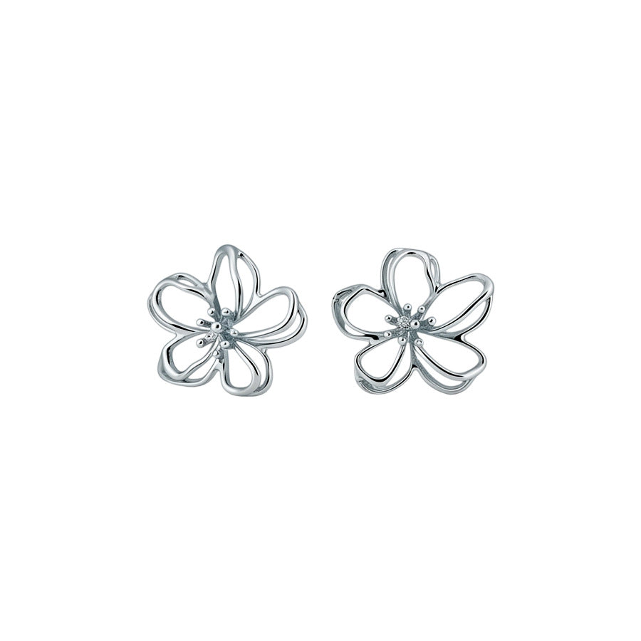 Sier Needle Macaron Flower Female Sweet Fresh Stud Earrings