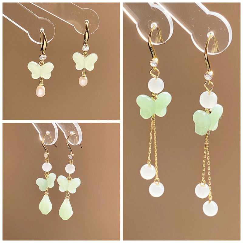 Women's Drop Pearl Tassel Ear Hook Fresh Chinese Style High-grade Rings