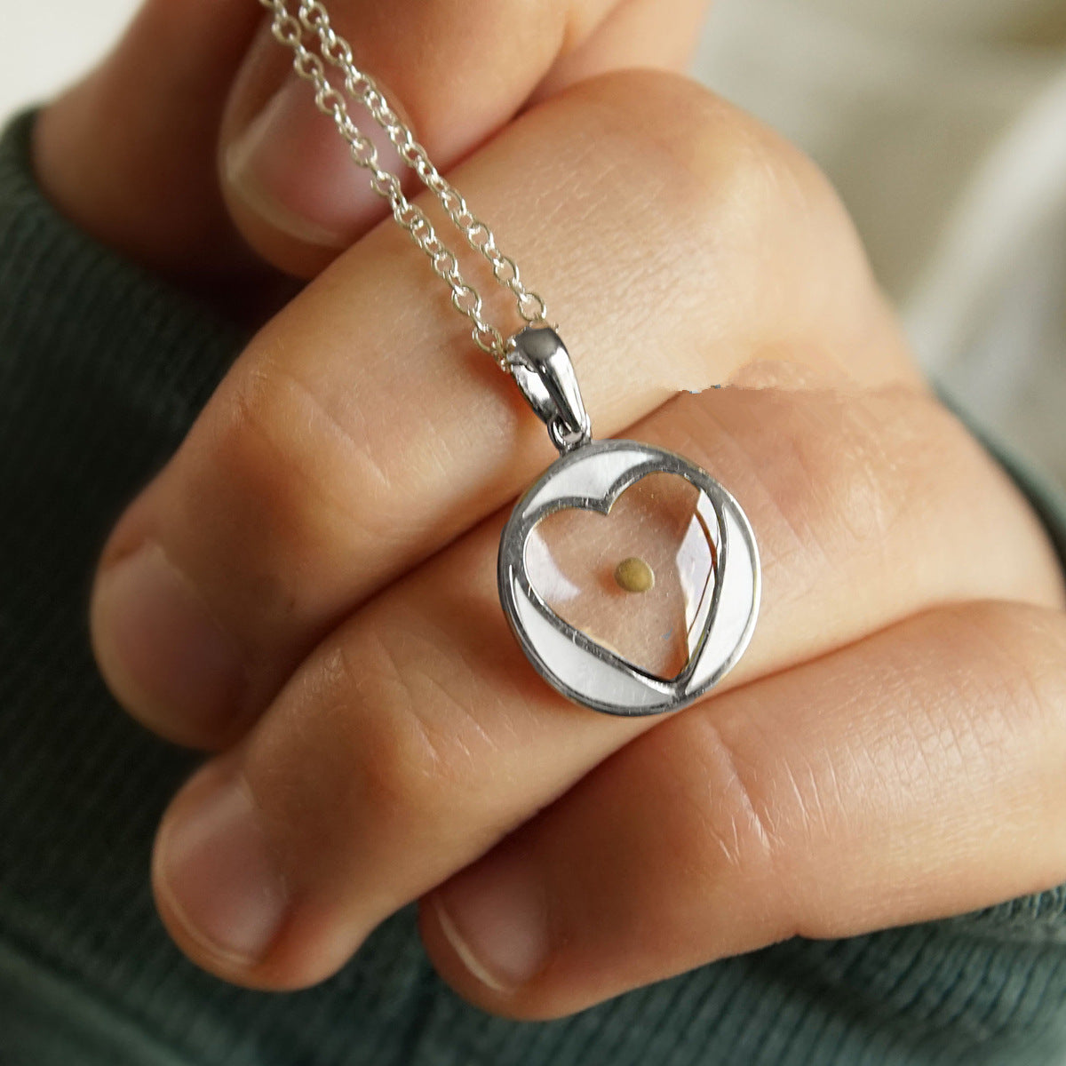 Steel Love Round Cabbage Seed Unique Necklaces