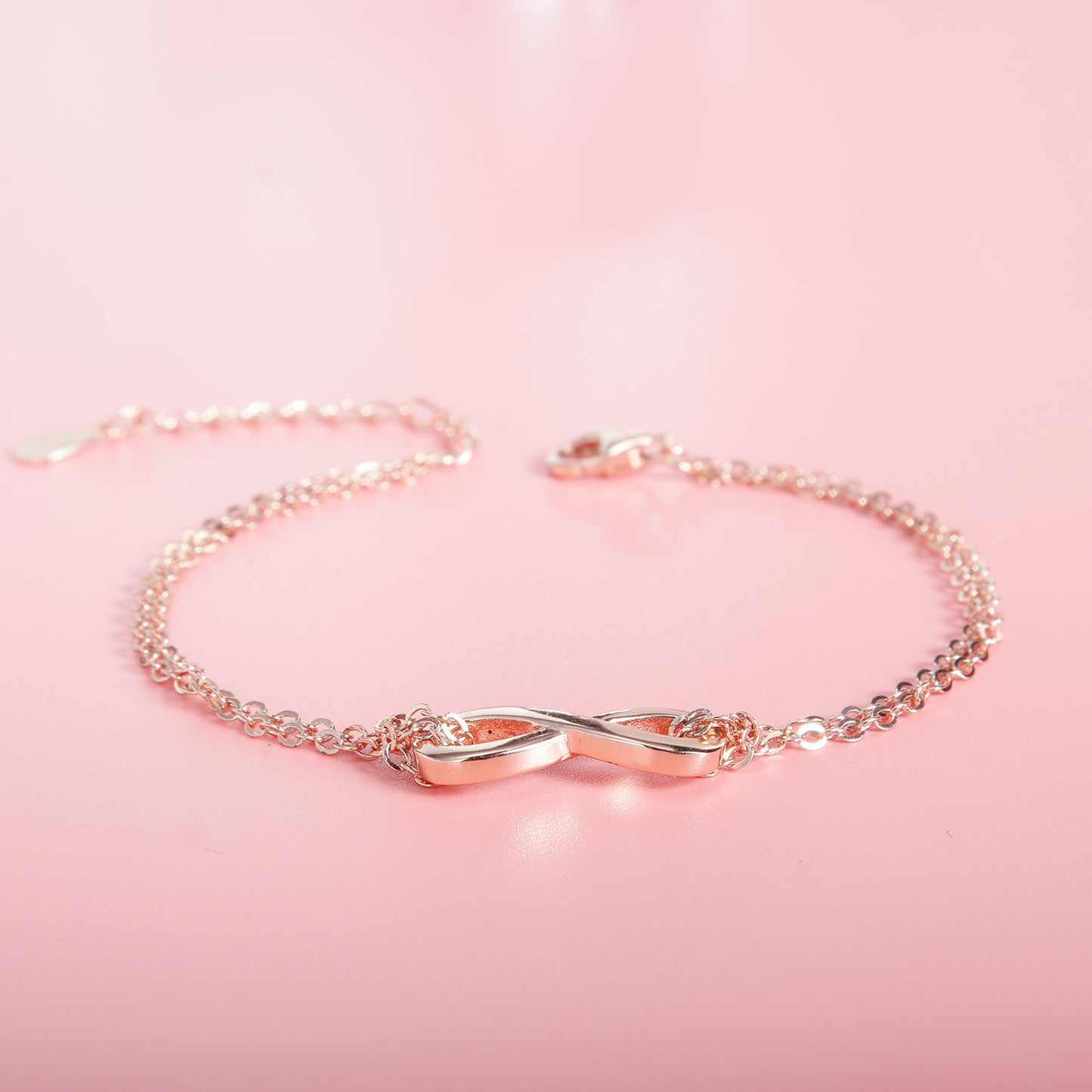 Bracelets doubles à boucle infinie pour femme en argent sterling