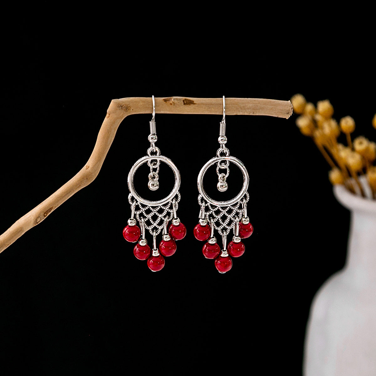 Tassel Turquoise Retro Minority Ethnic Style Earrings