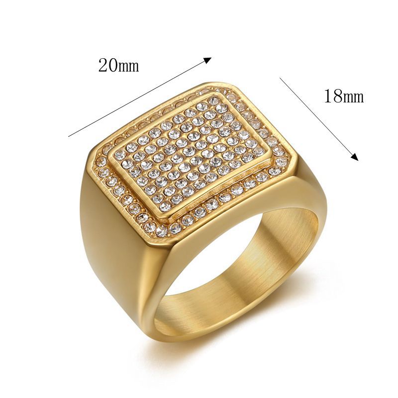 Men's Hip Hop Titanium Steel Vacuum Plating Full Ring