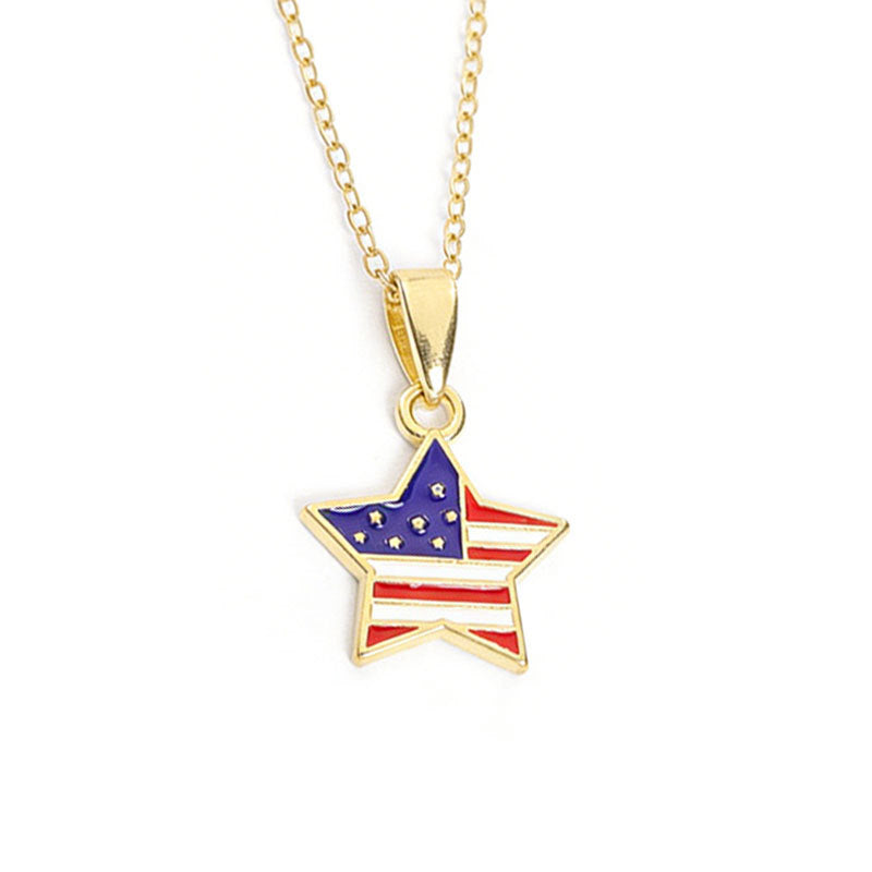Flag Five-pointed Star Alloy Drop Oil Jewelry Set