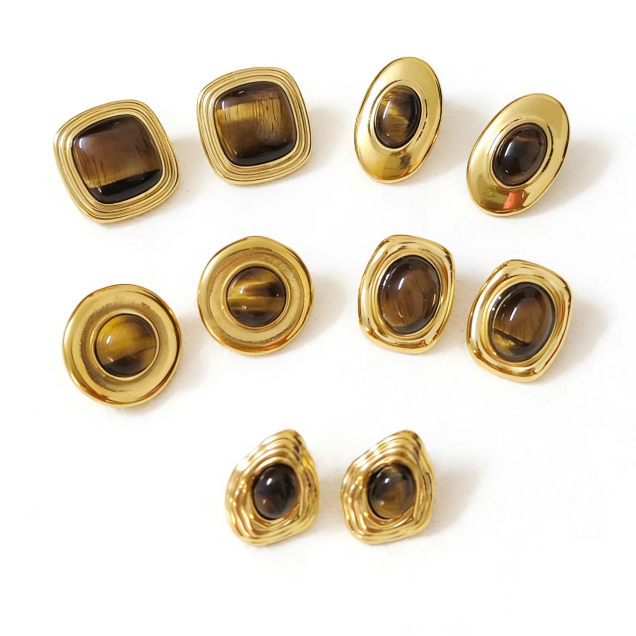 Titanium Steel Tigereye Ear Light Luxury High-grade Earrings