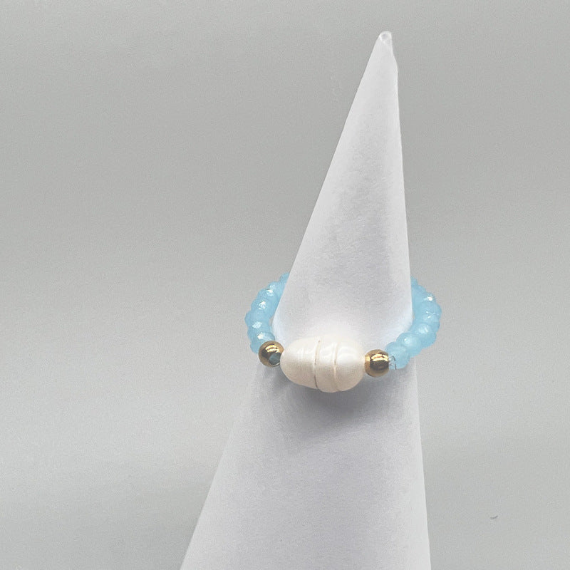 Elegant Style Freshwater Pearl Colored Glaze Beaded Rings
