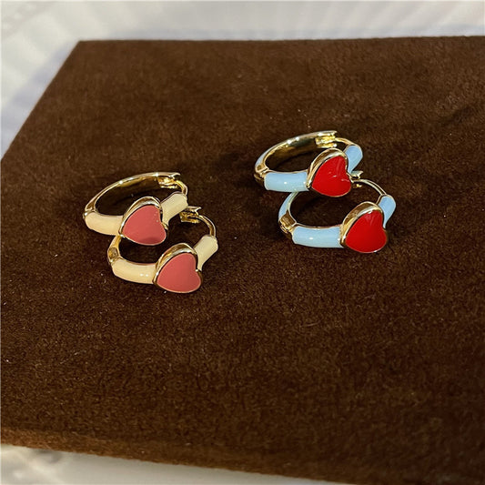 Drip Glazed Red And Blue Together Earrings