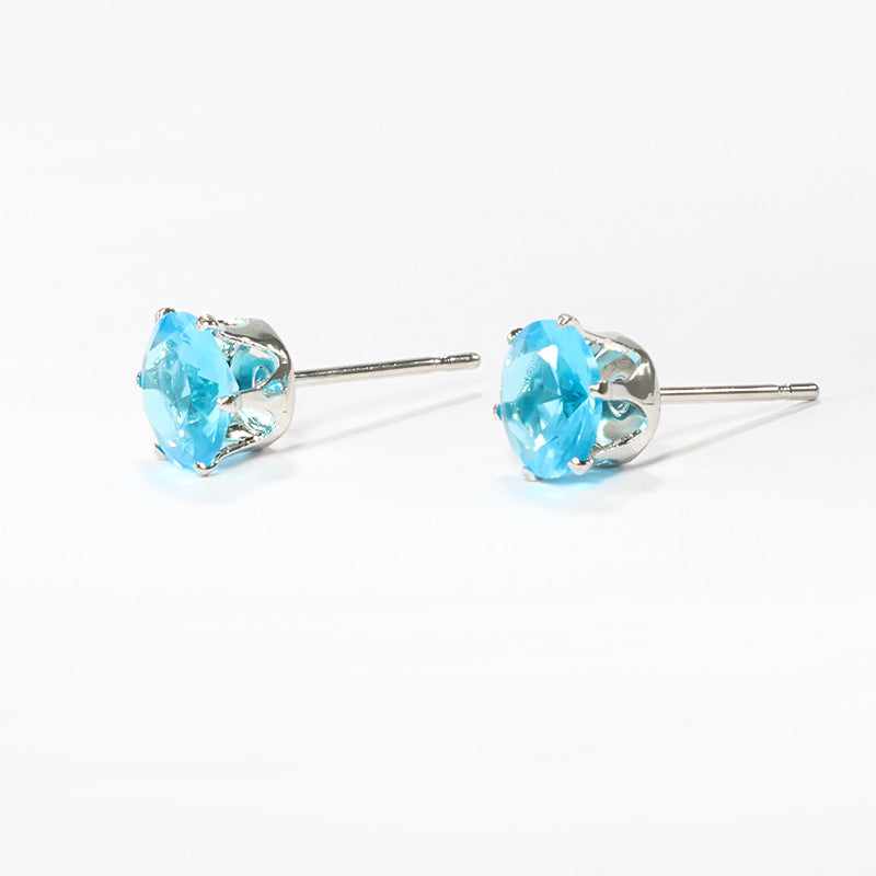 Women's & Men's Steel Color Zircon Diamond For Fashion Stainless Ear Stud Earrings