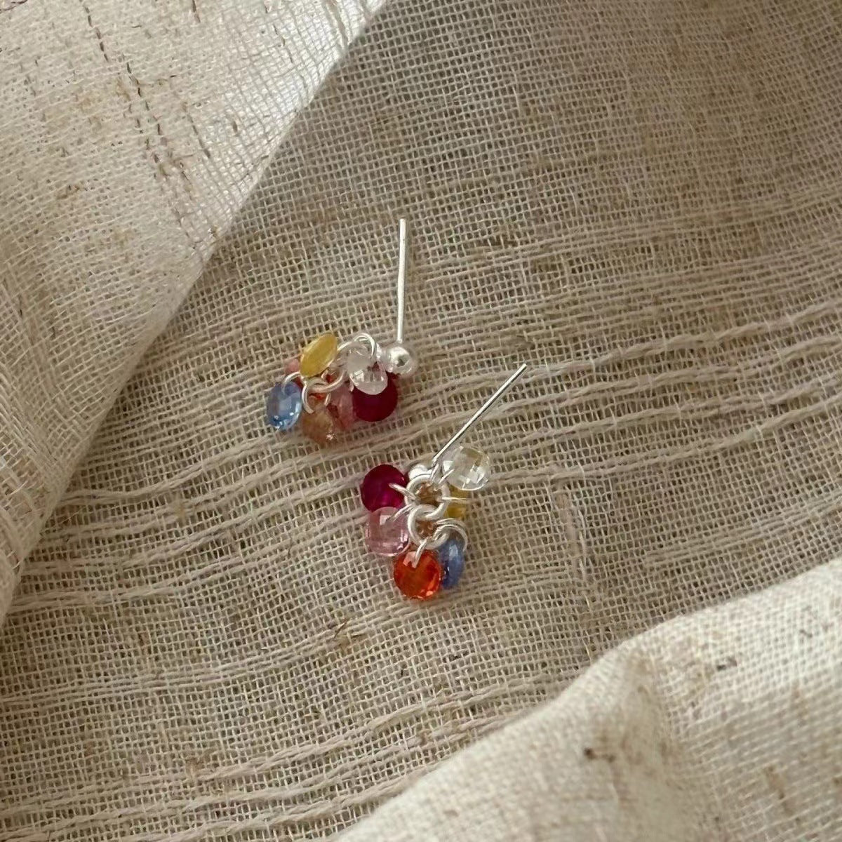 Summer Dopamine Colored Grape Beaded Fashionable Petite Fresh Sweet Design Rings