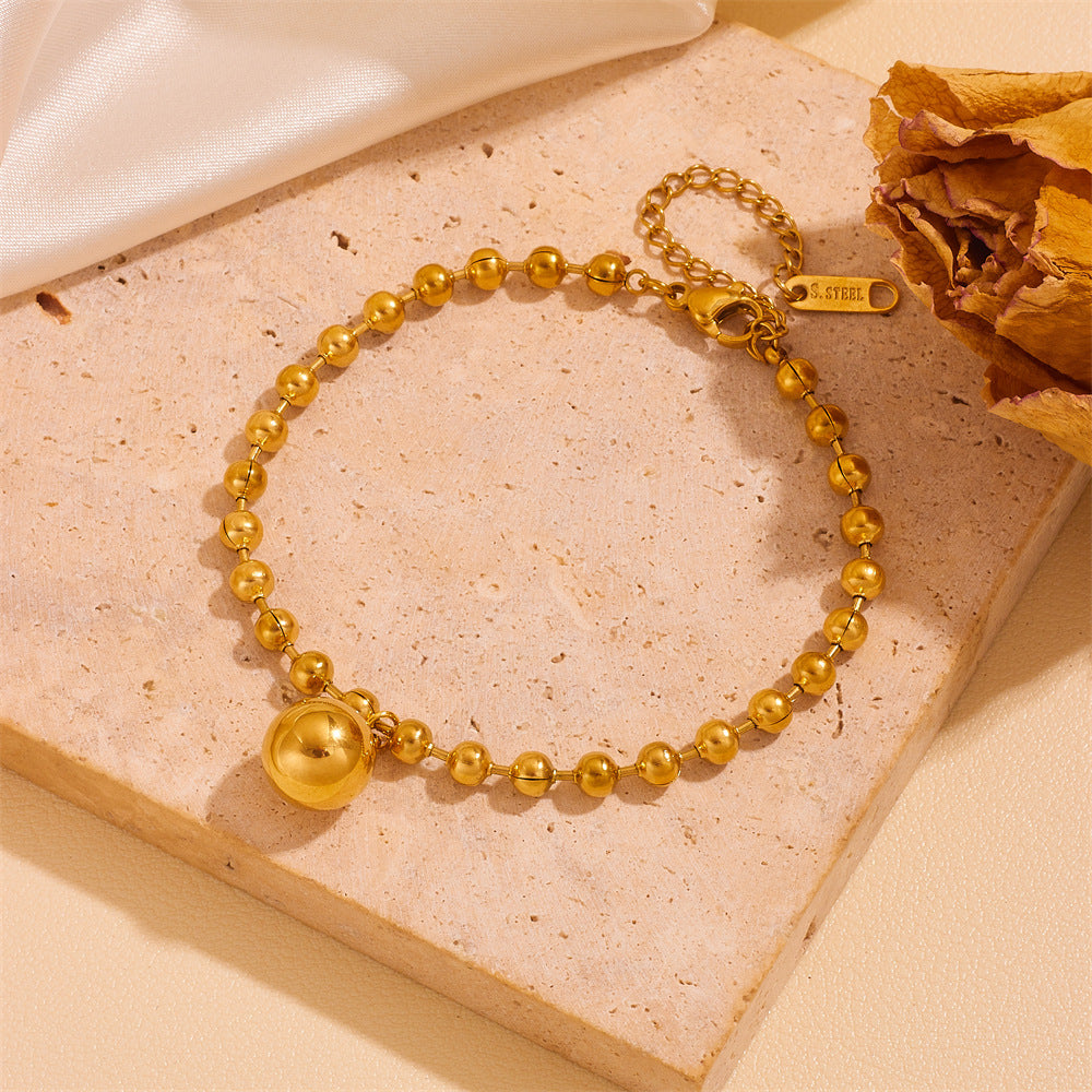 Women's Exaggerated Stainless Steel Bead Chain Round Beads Good Earrings