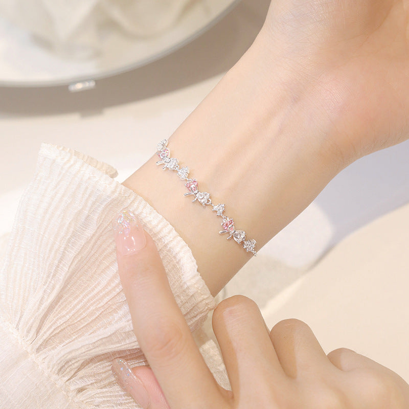 Full Diamond Sweet Bow Heart Light Bracelets