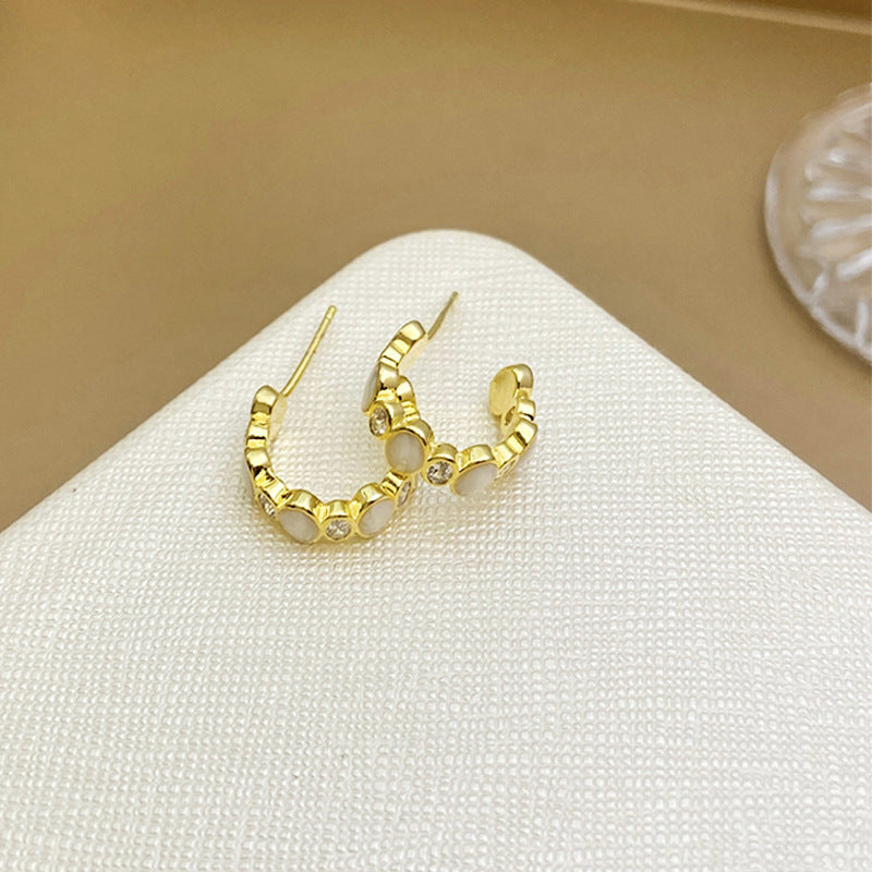 Women's Drip Glazed Rhinestone Ear Niche Design Simple Earrings